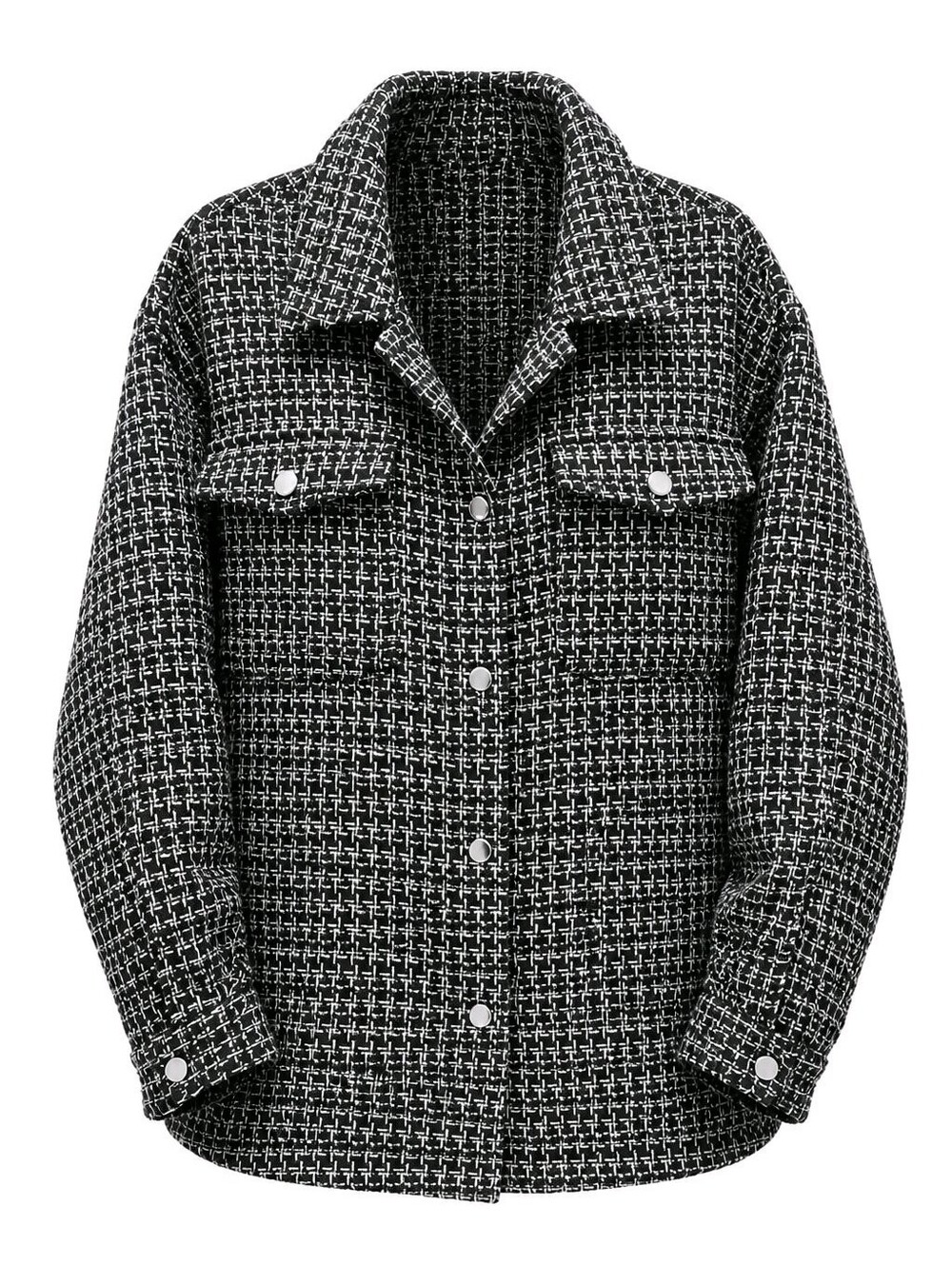 Stoosh Black & White Tweed Shirt Jacket W/Pockets Sz Medium